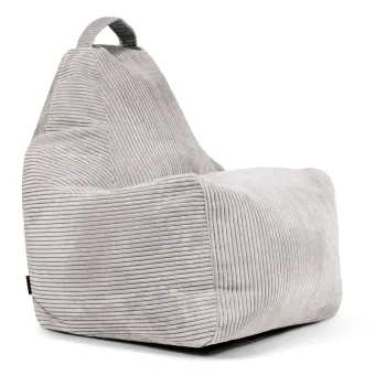 Fotoliu bean bag gri deschis cu tapiterie din catifea reiata Play Amuse - SLOWDOWN imagine