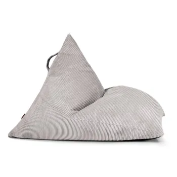 Fotoliu bean bag gri deschis cu tapiterie din catifea reiata Razz - SLOWDOWN imagine