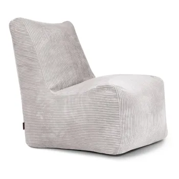 Fotoliu bean bag gri deschis cu tapiterie din catifea reiata Seat Lounge - SLOWDOWN imagine