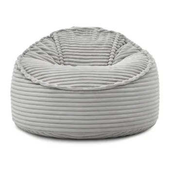 Fotoliu bean bag gri deschis cu tapiterie din catifea reiata Socrate - Bobochic Paris imagine