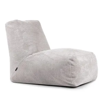 Fotoliu bean bag gri deschis cu tapiterie din catifea reiata Tube - SLOWDOWN imagine