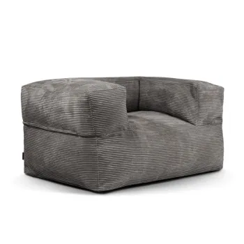 Fotoliu bean bag gri inchis cu tapiterie din catifea reiata MooG - SLOWDOWN imagine