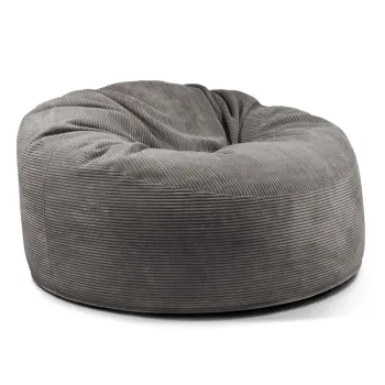 Fotoliu bean bag gri inchis cu tapiterie din catifea reiata Om 135 - SLOWDOWN imagine