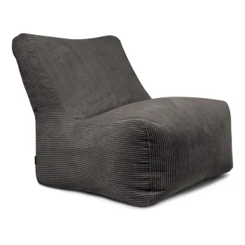 Fotoliu bean bag gri inchis cu tapiterie din catifea reiata Seat 100 Lounge - SLOWDOWN imagine