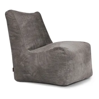 Fotoliu bean bag gri inchis cu tapiterie din catifea reiata Seat Lounge - SLOWDOWN imagine