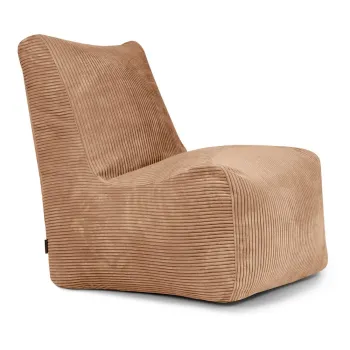 Fotoliu bean bag maro cu tapiterie din catifea reiata Seat Lounge - SLOWDOWN imagine