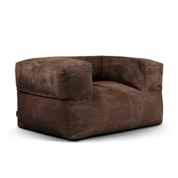 Fotoliu bean bag maro inchis cu tapiterie din catifea reiata MooG - SLOWDOWN imagine