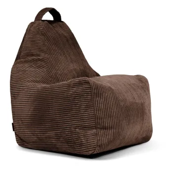 Fotoliu bean bag maro inchis cu tapiterie din catifea reiata Play Amuse - SLOWDOWN imagine