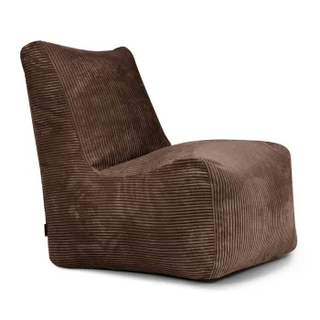 Fotoliu bean bag maro inchis cu tapiterie din catifea reiata Seat Lounge - SLOWDOWN imagine