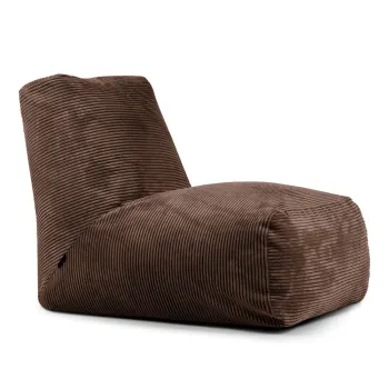 Fotoliu bean bag maro inchis cu tapiterie din catifea reiata Tube - SLOWDOWN imagine