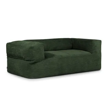 Fotoliu bean bag verde cu tapiterie din catifea reiata Sofa MooG - SLOWDOWN imagine