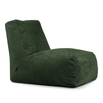 Fotoliu bean bag verde cu tapiterie din catifea reiata Tube - SLOWDOWN imagine