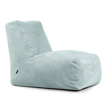 Fotoliu bean bag verde menta cu tapiterie din catifea reiata Tube - SLOWDOWN imagine