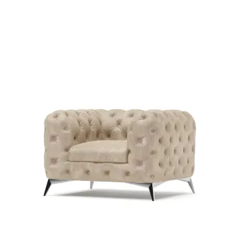 Fotoliu bej cu tapiterie din catifea Chelsea - Ropez imagine