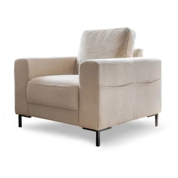 Fotoliu bej cu tapiterie din catifea reiata Lofty Lilly - Miuform imagine