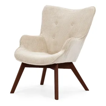 Fotoliu bej cu tapiterie din catifea reiata Niko - Ropez imagine