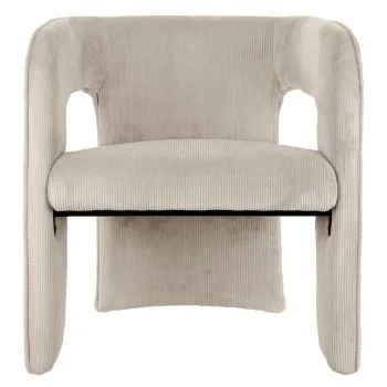 Fotoliu bej cu tapiterie din catifea reiata Vigor - Leitmotiv imagine