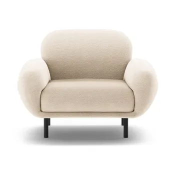 Fotoliu bej cu tapiterie din tesatura boucle Poppy - Micadoni imagine