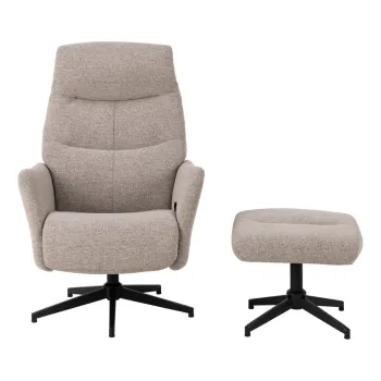 Fotoliu bej de relaxare cu tapiterie din tesatura boucle London - Actona imagine