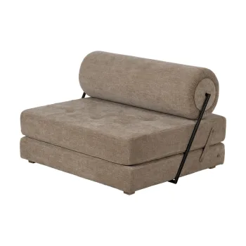 Fotoliu bej extensibil cu tapiterie din chenille - Ixia imagine