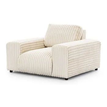 Fotoliu crem cu tapiterie din catifea reiata Justin - Ropez imagine