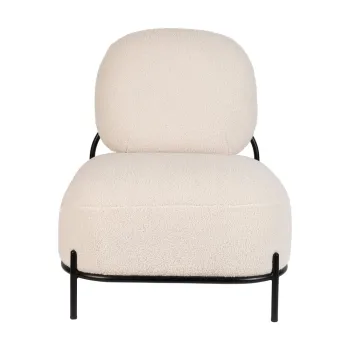 Fotoliu crem cu tapiterie din tesatura boucle Polly - White Label imagine