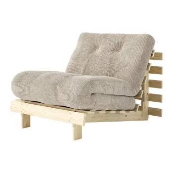 Fotoliu crem extensibil de tip futon cu tapiterie din catifea reiata Roots - Karup imagine