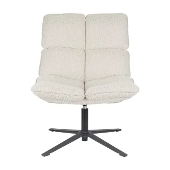 Fotoliu crem pivotant cu tapiterie din tesatura boucle Bros - White Label imagine