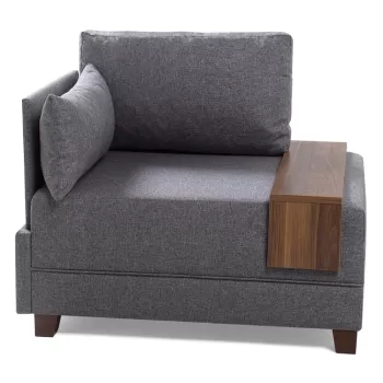 Fotoliu cu cotiera pe partea dreapta si blat auxiliar Balcab Home Martha, gri imagine