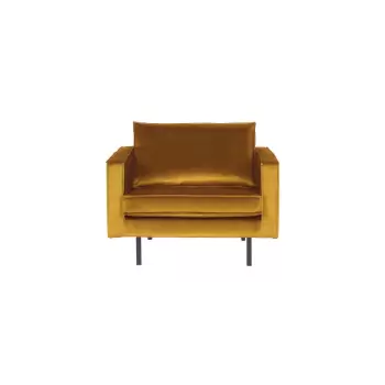 Fotoliu cu husa din catifea BePureHome Rodeo, galben imagine