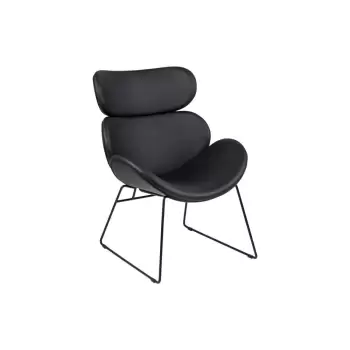 Fotoliu cu husa din imitatie de piele si picioare negre Actona Cazar, negru imagine