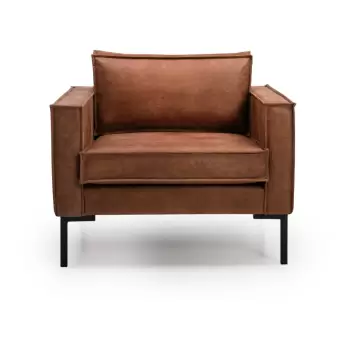 Fotoliu cu husa din imitatie din piele Scandic Rate, maro coniac imagine