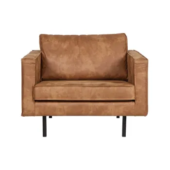 Fotoliu cu husa din piele reciclata BePureHome Rodeo, maro imagine