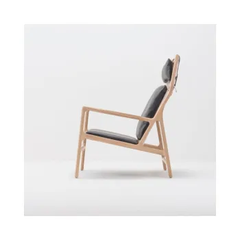 Fotoliu cu structura din lemn masiv de stejar si tapiterie din piele bovina Gazzda Dedo, negru imagine