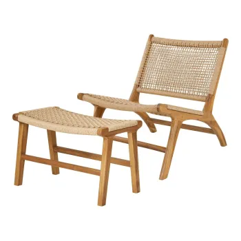 Fotoliu cu taburet in culoare naturala tesut Derby - House Nordic imagine