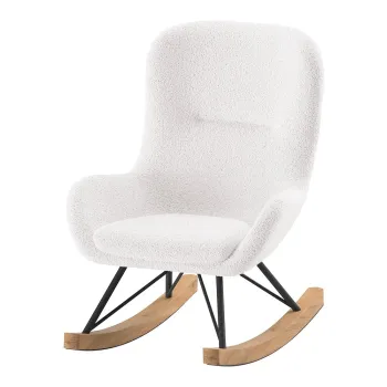 Fotoliu de copii alb balansoar cu tapiterie din stofa boucle ROCKY - Vipack imagine