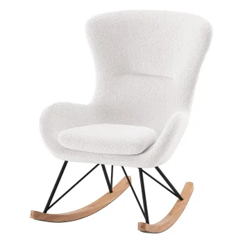Fotoliu de copii alb balansoar cu tapiterie din stofa boucle ROCKY - Vipack imagine