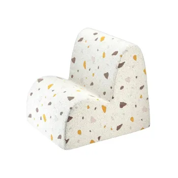 Fotoliu de copii alb cu tapiterie din tesatura boucle/cu tapiterie din chenille Terrazzo Cloud - Wigiwama imagine