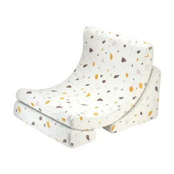 Fotoliu de copii alb cu tapiterie din tesatura boucle/cu tapiterie din chenille Terrazzo Moon - Wigiwama imagine