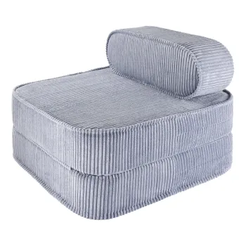 Fotoliu de copii albastru cu tapiterie din catifea reiata Flip - Wigiwama imagine