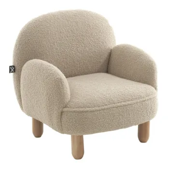 Fotoliu de copii bej cu tapiterie din tesatura boucle Rocky - Vipack imagine