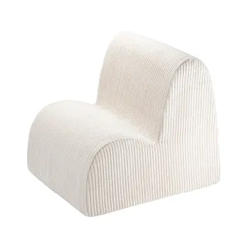 Fotoliu de copii crem cu tapiterie din catifea reiata Cloud - Wigiwama imagine
