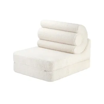 Fotoliu de copii crem cu tapiterie din tesatura boucle Flipster - Wigiwama imagine