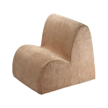 Fotoliu de copii maro cu tapiterie din catifea reiata Cloud - Wigiwama imagine