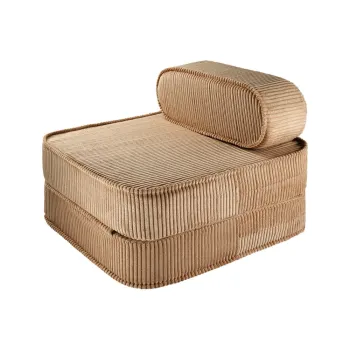 Fotoliu de copii maro cu tapiterie din catifea reiata Flip - Wigiwama imagine