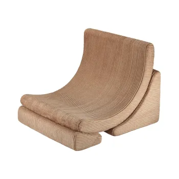 Fotoliu de copii maro cu tapiterie din catifea reiata Moon - Wigiwama imagine