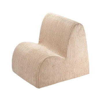 Fotoliu de copii maro deschis cu tapiterie din catifea reiata Cloud - Wigiwama imagine