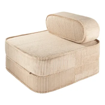 Fotoliu de copii maro deschis cu tapiterie din catifea reiata Flip - Wigiwama imagine