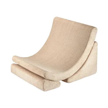 Fotoliu de copii maro deschis cu tapiterie din catifea reiata Moon - Wigiwama imagine