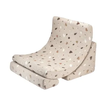 Fotoliu de copii maro deschis cu tapiterie din tesatura boucle/cu tapiterie din chenille Terrazzo Moon - Wigiwama imagine
